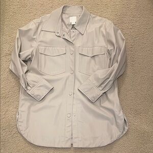 Light beige Button-Up fox leather Shirt